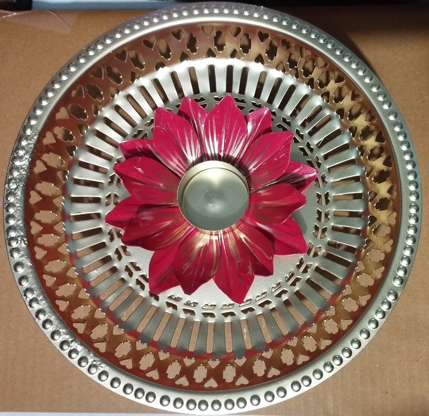 Attractive Iron Lotus Design Golden Urli Set (Set of 3)