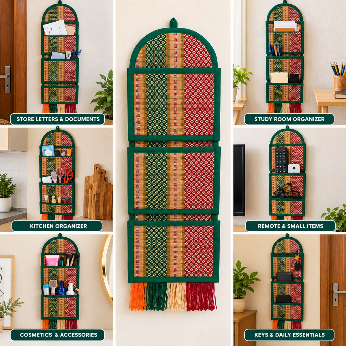 Colourful Green Wall Hanger Madur Kathi