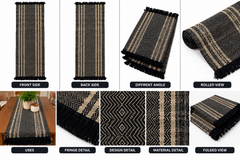 Black & Creame Runner Set Of 6 Mats