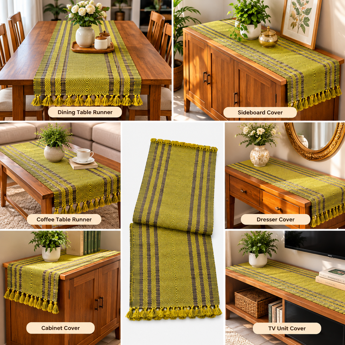 Yellow & Purple Runner Set Of 6 Mats