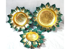 Attractive Iron Lotus Design 3 Layer patta Urli Set (Set of 3)