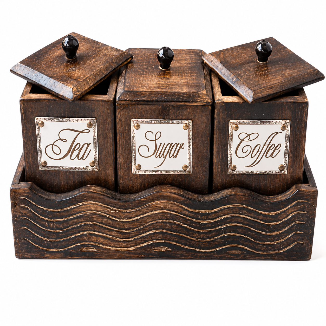 Wooden 3 In 1 Holder(Coffee, Tea, Sugar)