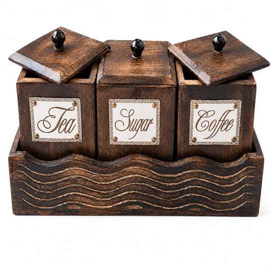 Wooden 3 In 1 Holder(Coffee, Tea, Sugar)