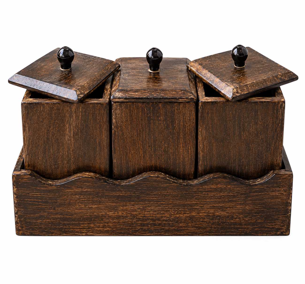 Wooden 3 In 1 Holder(Coffee, Tea, Sugar)