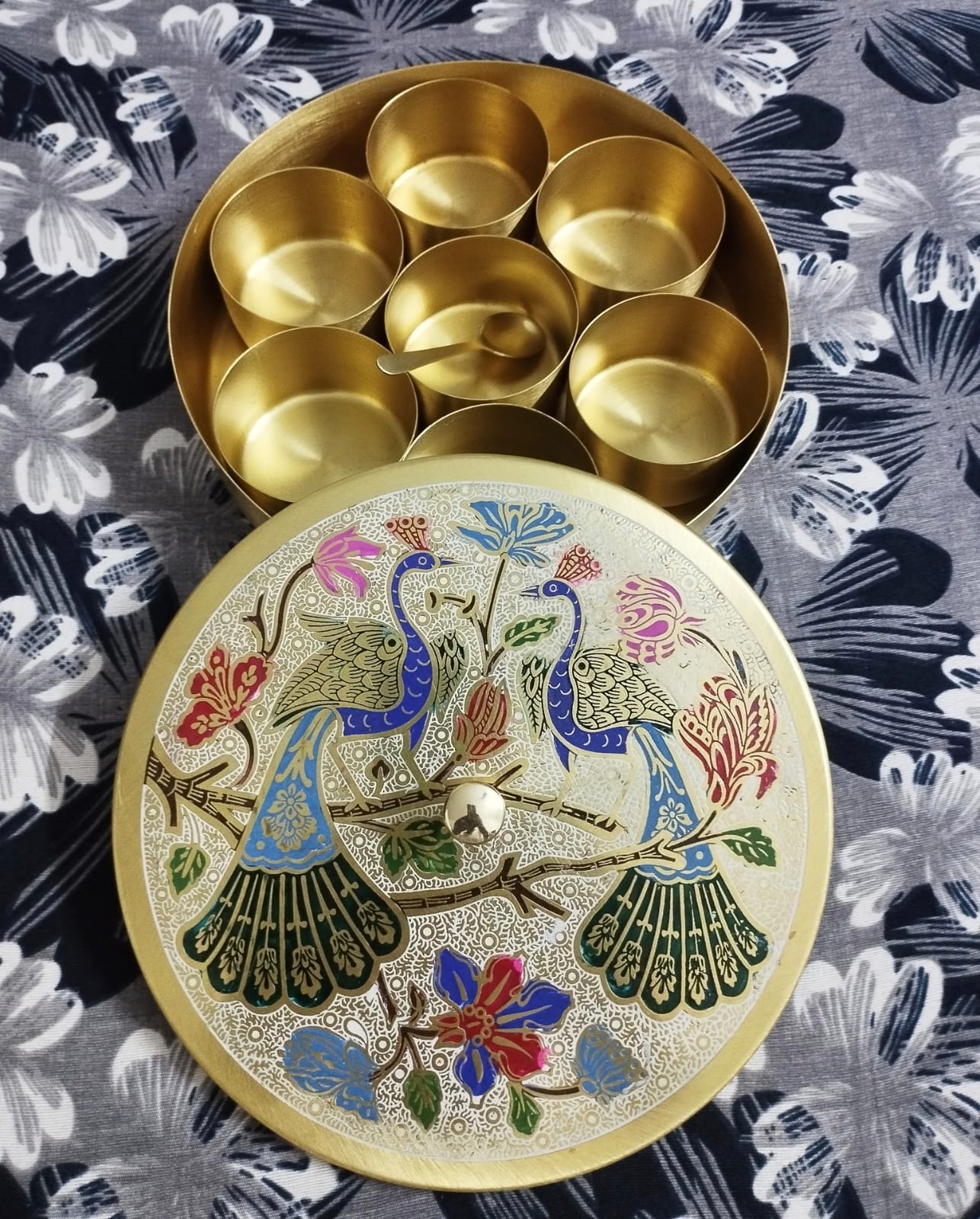 Premium Brass Spice Box (8 Inches)