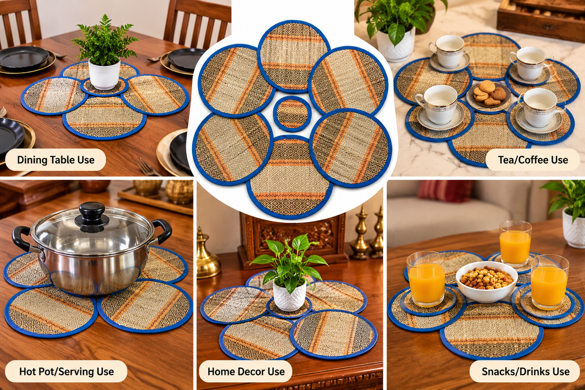 Round Table Mats 6 With 6 Coasters Style 3
