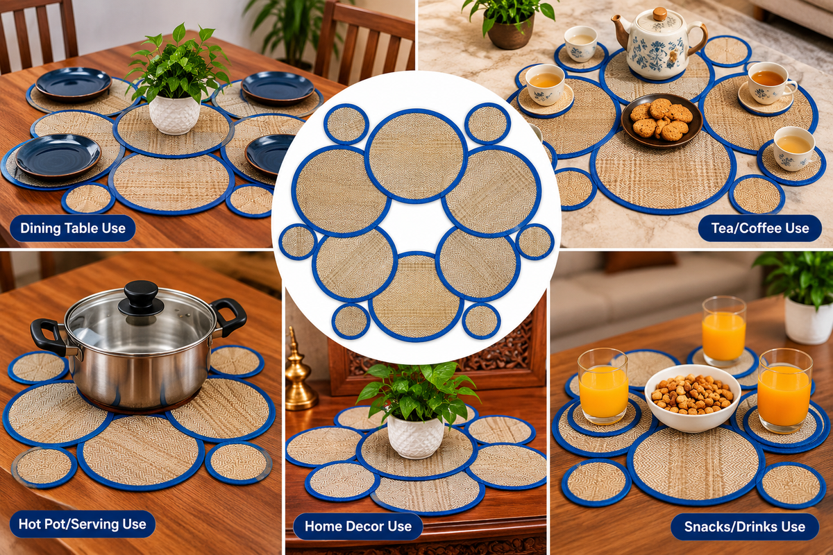 Round Table Mats 6 With 6 Coasters Style 2