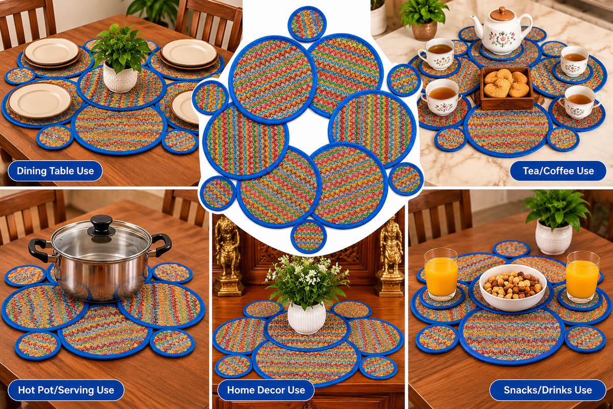 Round Table Mats 6 With 6 Coasters Style 1