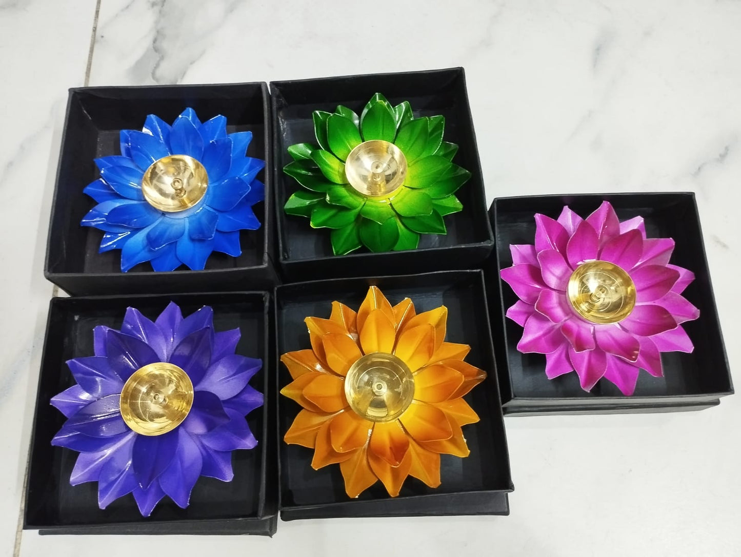 Attractive Lotus Design 2 Piece Diya (Premium Lotus Diya with Gift Box)