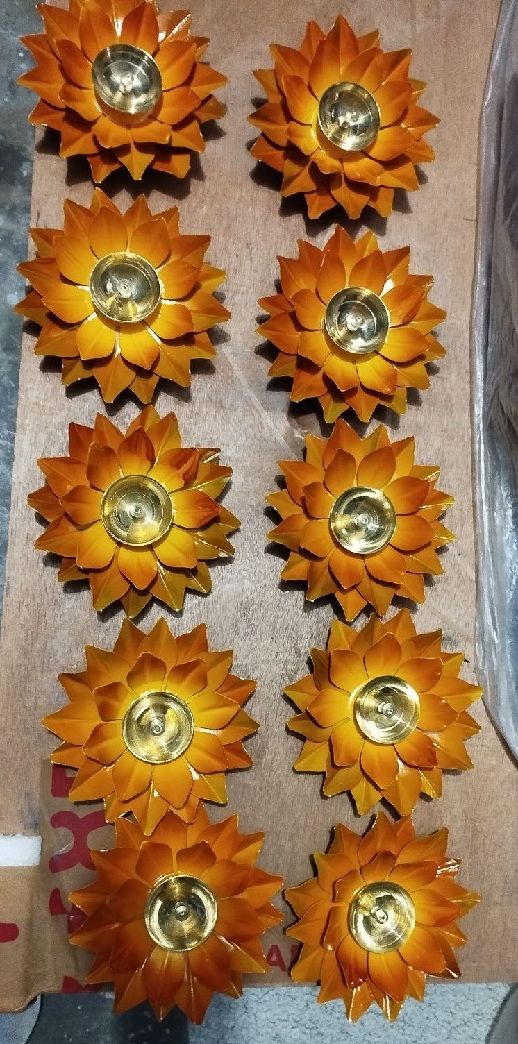 Attractive Lotus Design 2 Piece Diya (Premium Lotus Diya with Gift Box)