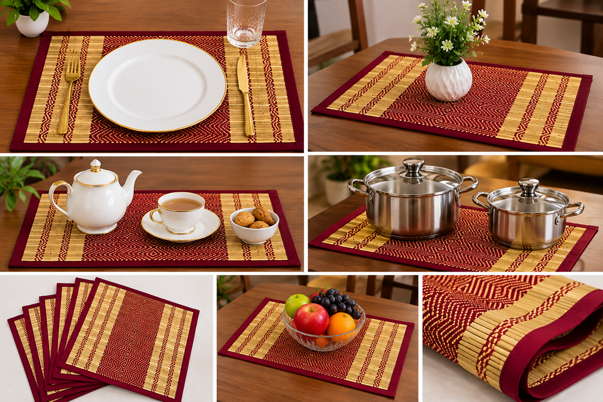 Red Runner With 6 Table Mats