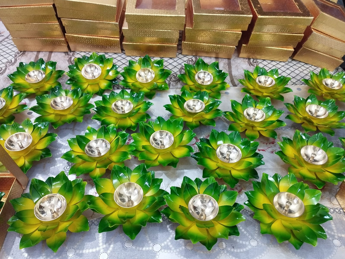 *Attractive Lotus Design Diya (Premium Lotus Diya with Yellow Color Gift Box)*