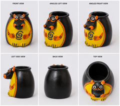 Handmade Beautiful Black Pottery of Nizamabad Buffalo Shape Pen Stand