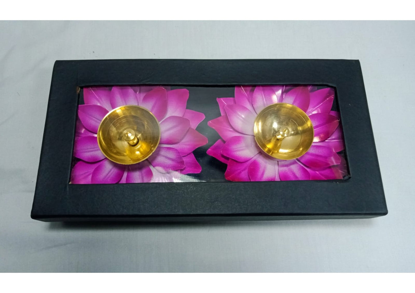 *Premium Lotus Design 2 Piece Diya (Brass and Iron Diya Set)