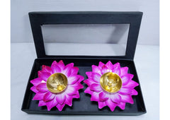 *Premium Lotus Design 2 Piece Diya (Brass and Iron Diya Set)