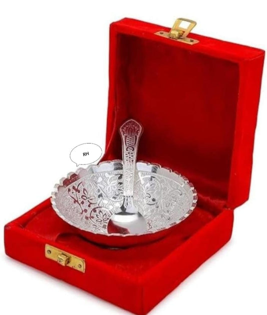 Moradabad Red Box Bowl Aluminum Made Spoon SS Made