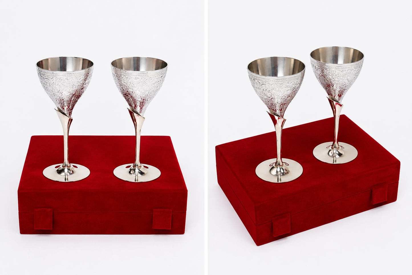 Silver Designer Finish Set of 2 Wine Glass