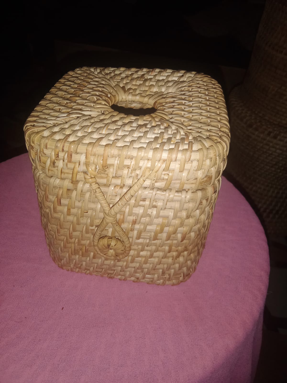 EcoFriendly Cane and Bamboo Tissue Holder