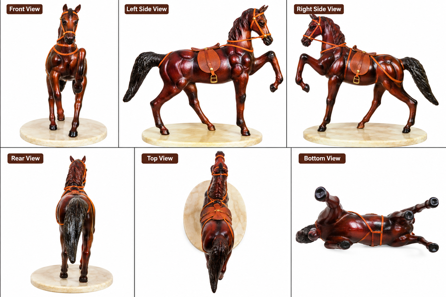 Leather Handicraft Trotting Horse - 6 Inch