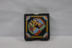 Beautiful Tikuli Art Four Coaster Set With Holder Square Shape