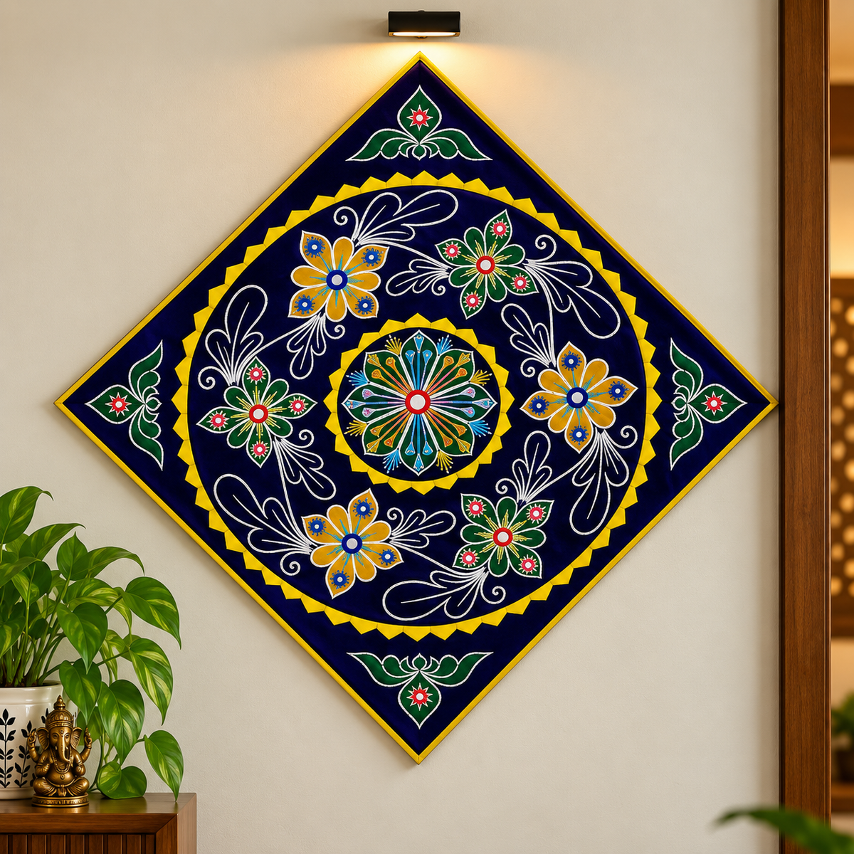 Flower Design Wall Hanging Pipli Work