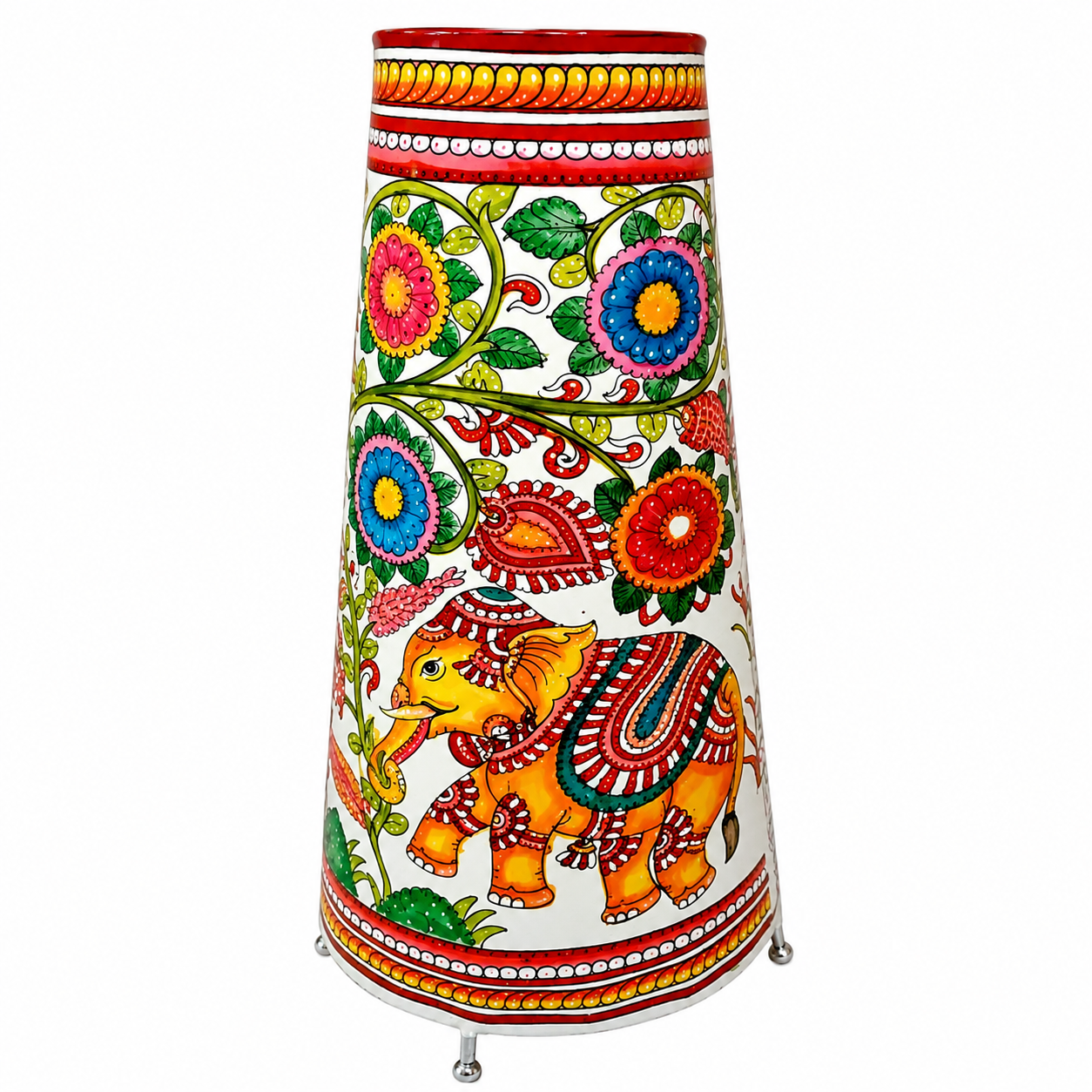 Andhra Pradesh Leather Puppetry Floral Elephant Decorative Showpiece Lamp