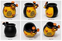 Handmade Beautiful Black Pottery of Nizamabad Micky Shape Pen Stand