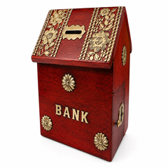 House Shaped Wooden Bank