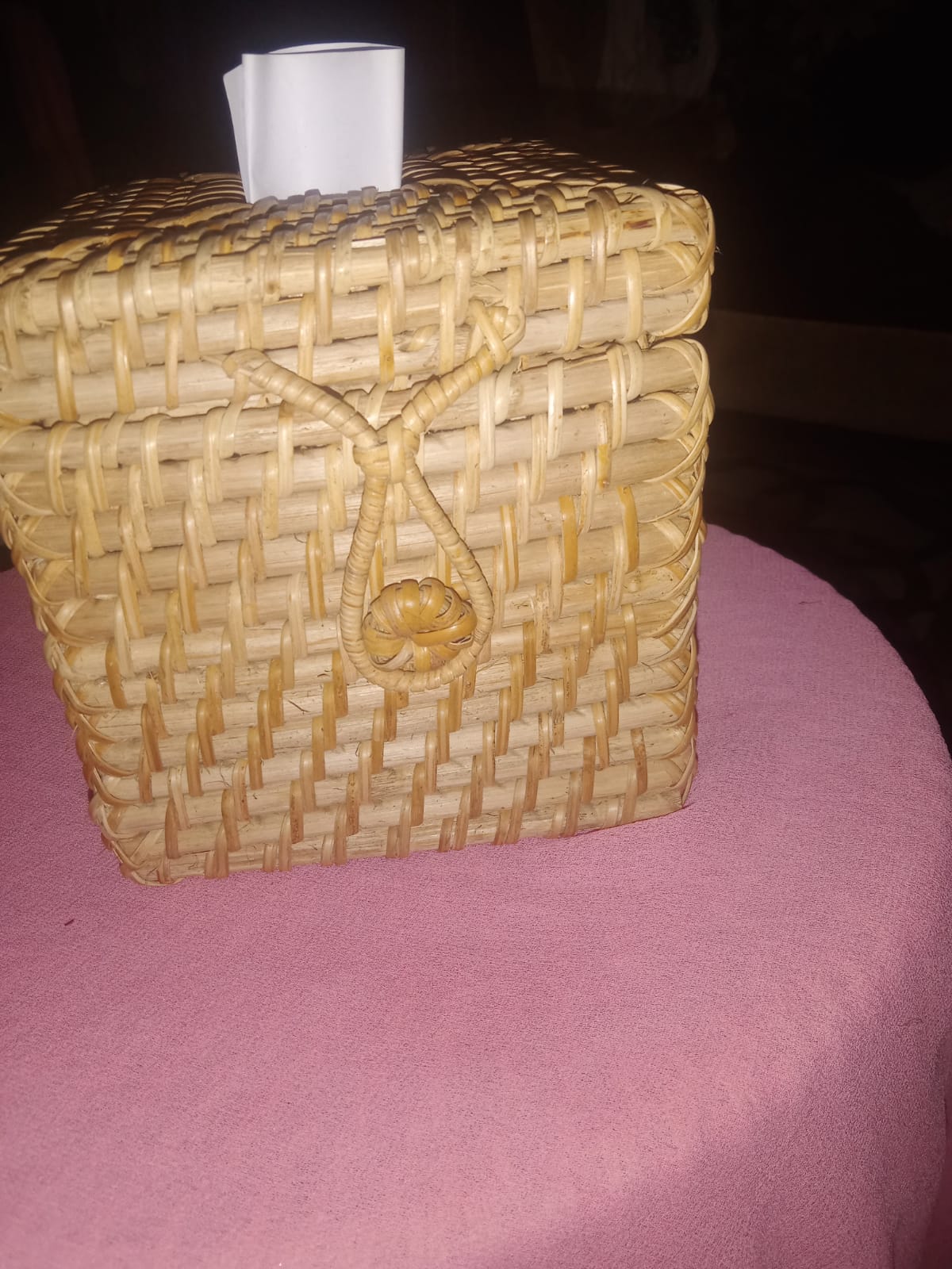 EcoFriendly Cane and Bamboo Tissue Holder