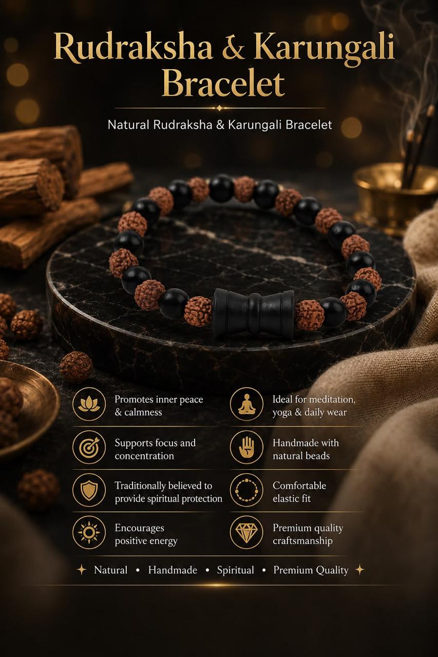 AGATES RUDRAKSHA & KARUNGALI BRACELET