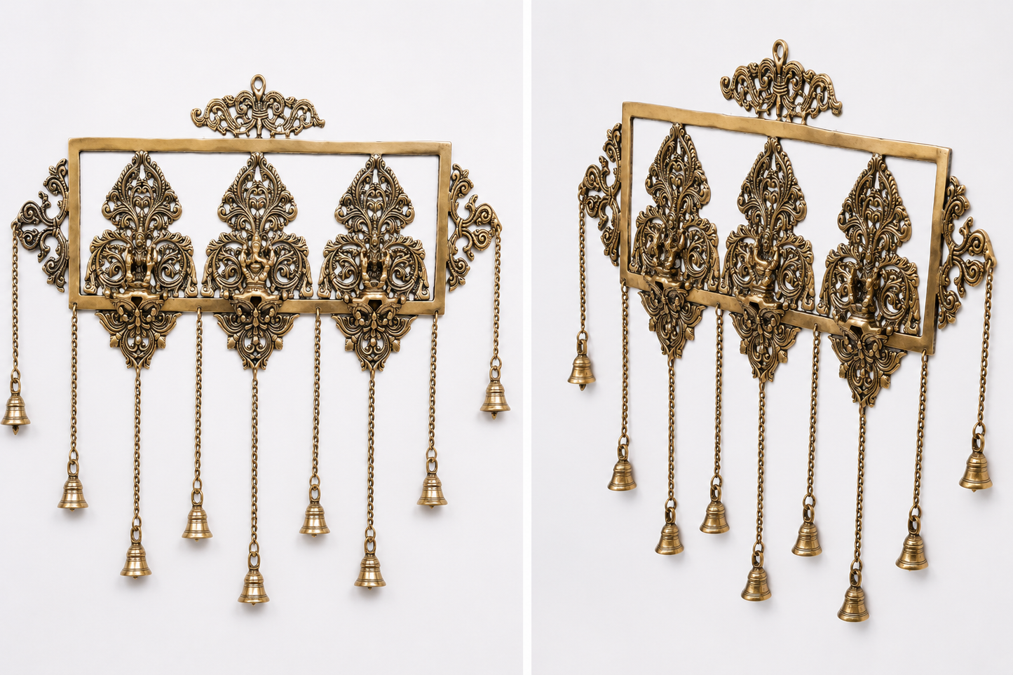 Brass Finish Laxmi Ganesh Saraswati Wall Hanging