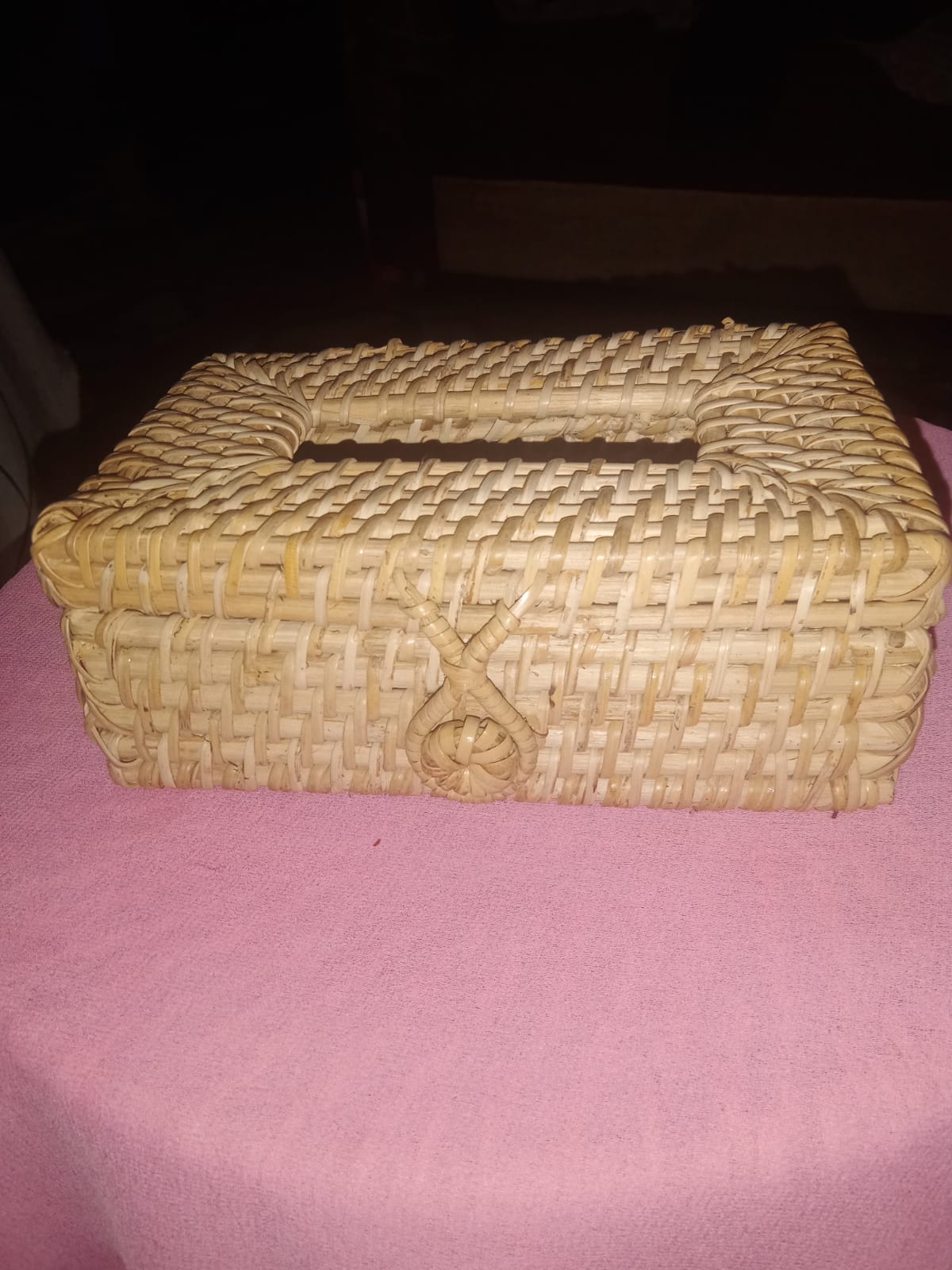 EcoFriendly Cane and Bamboo Tissue Holder