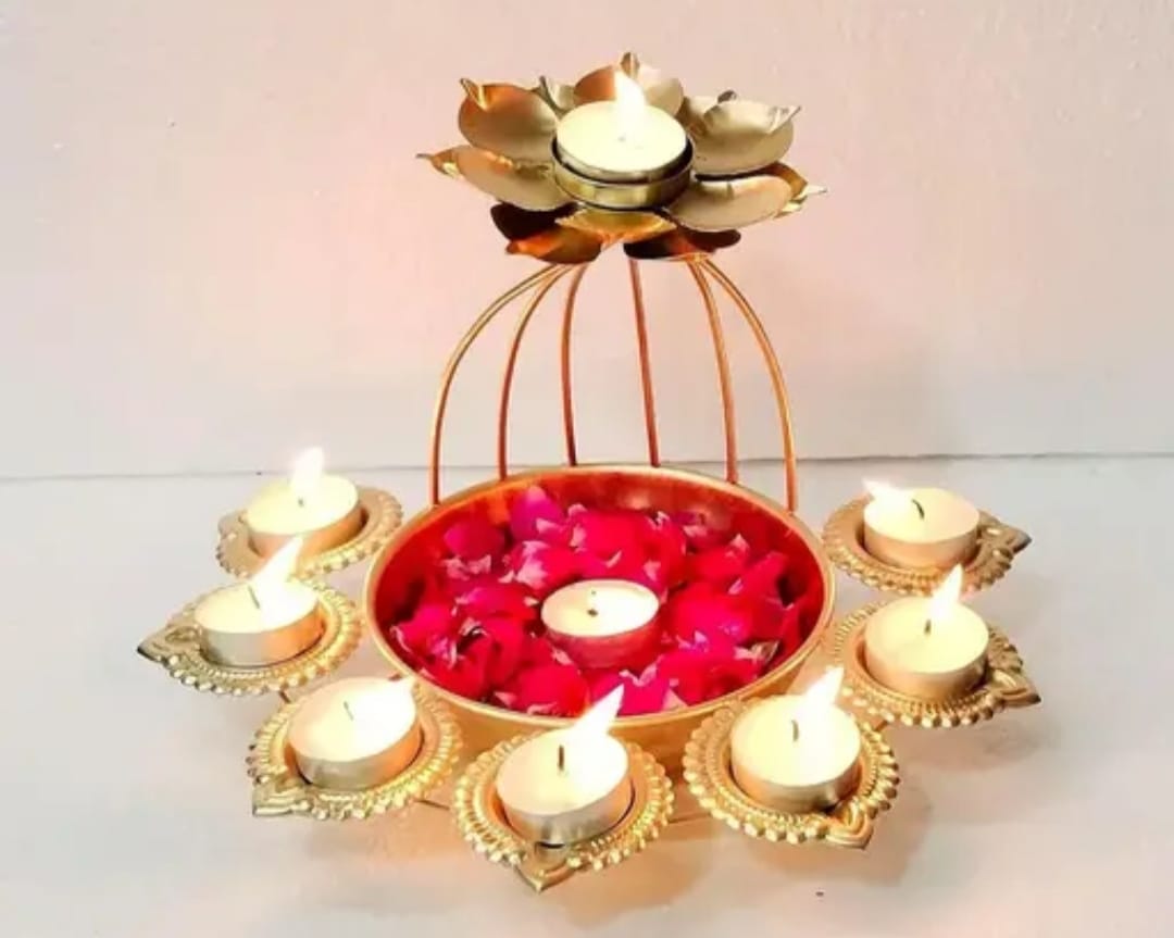 Candle Tealight Stand With Wax Candle Iron Made