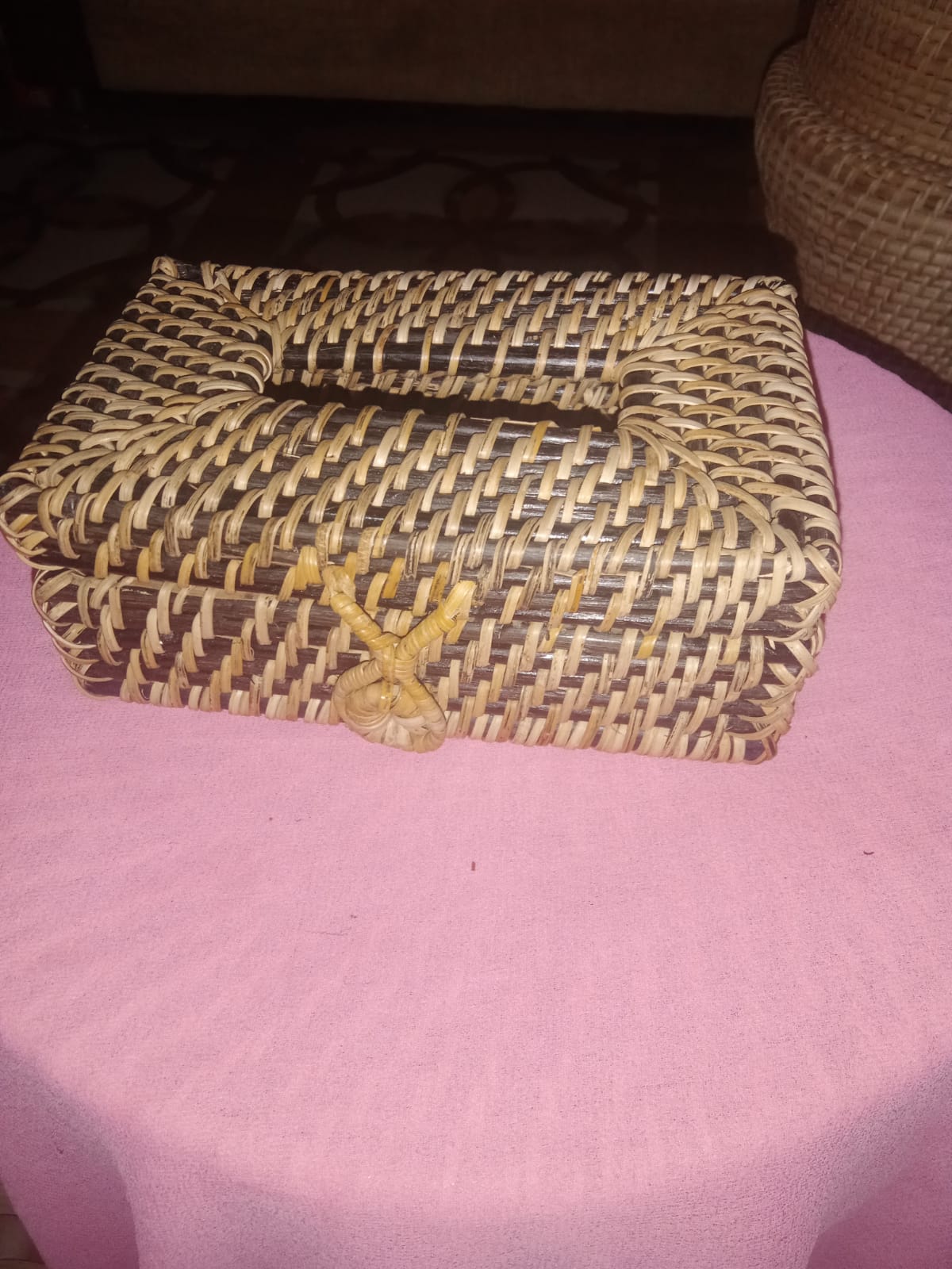 EcoFriendly Cane and Bamboo Tissue Holder