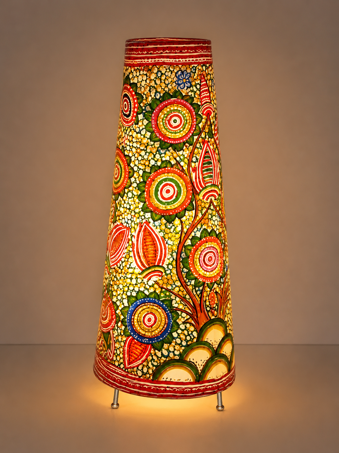Leather Puppetry Handpanited Floor Lampshade Flower Desing