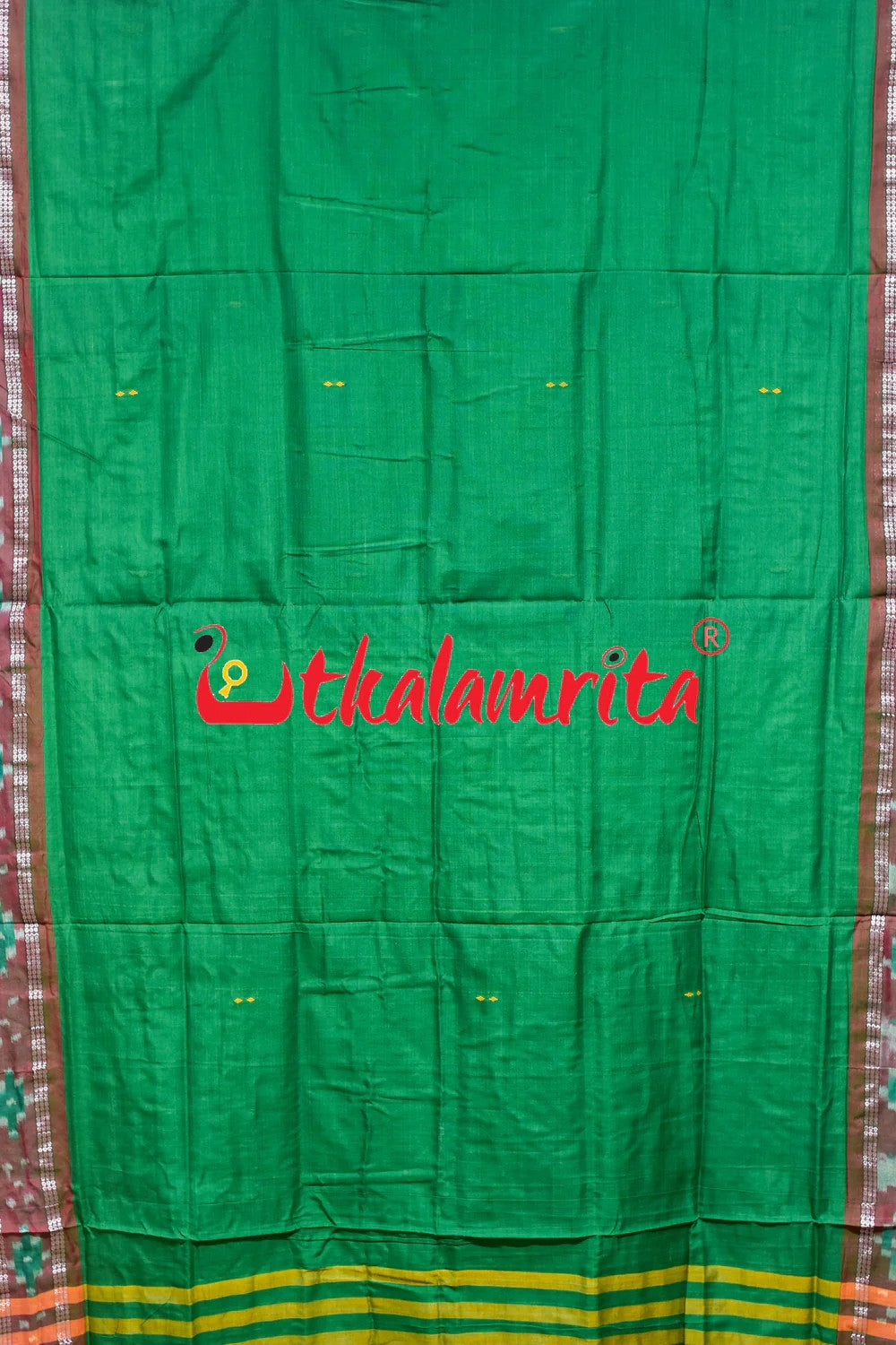 Green Red Rekha Buti Khandua Cotton Saree