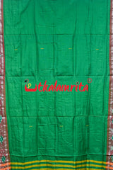 Green Red Rekha Buti Khandua Cotton Saree