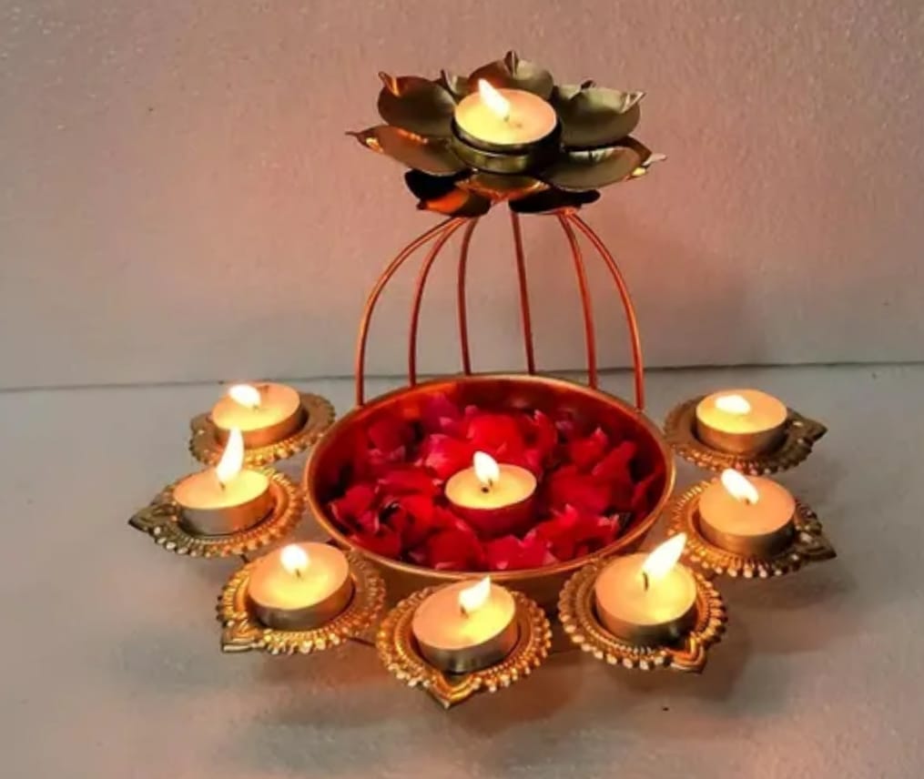 Candle Tealight Stand With Wax Candle Iron Made
