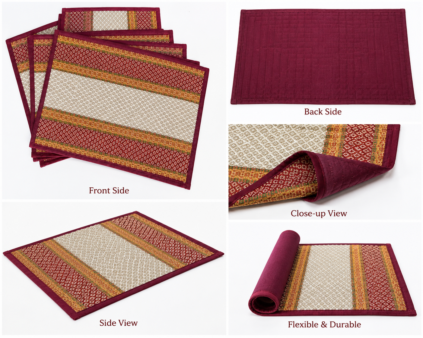 Runner With 6 Table Mats - Red