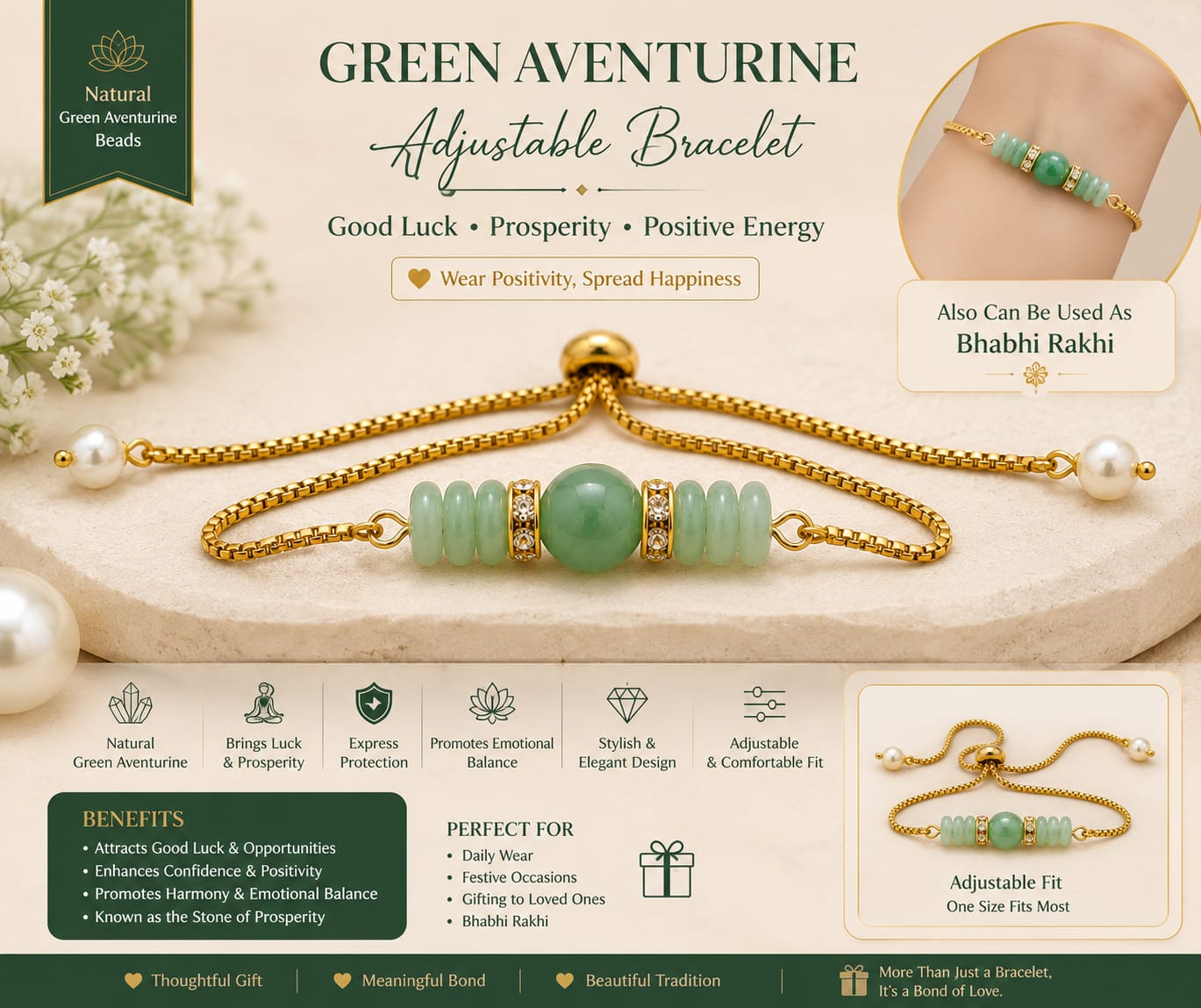 AGATES GREEN AVENTURINE BRACELET