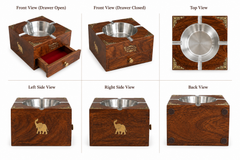 Wooden Ashtray With Stell Bowl