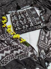 Bagru Hand Block Printed Linen Suit Material With Zari Border Style 2