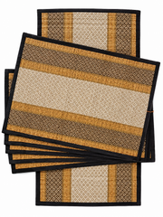 Runner With 6 Table Mats - Brown