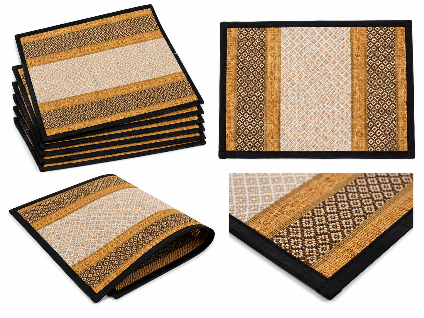 Runner With 6 Table Mats - Brown