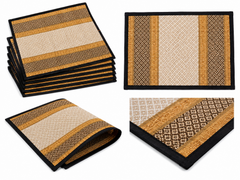 Runner With 6 Table Mats - Brown