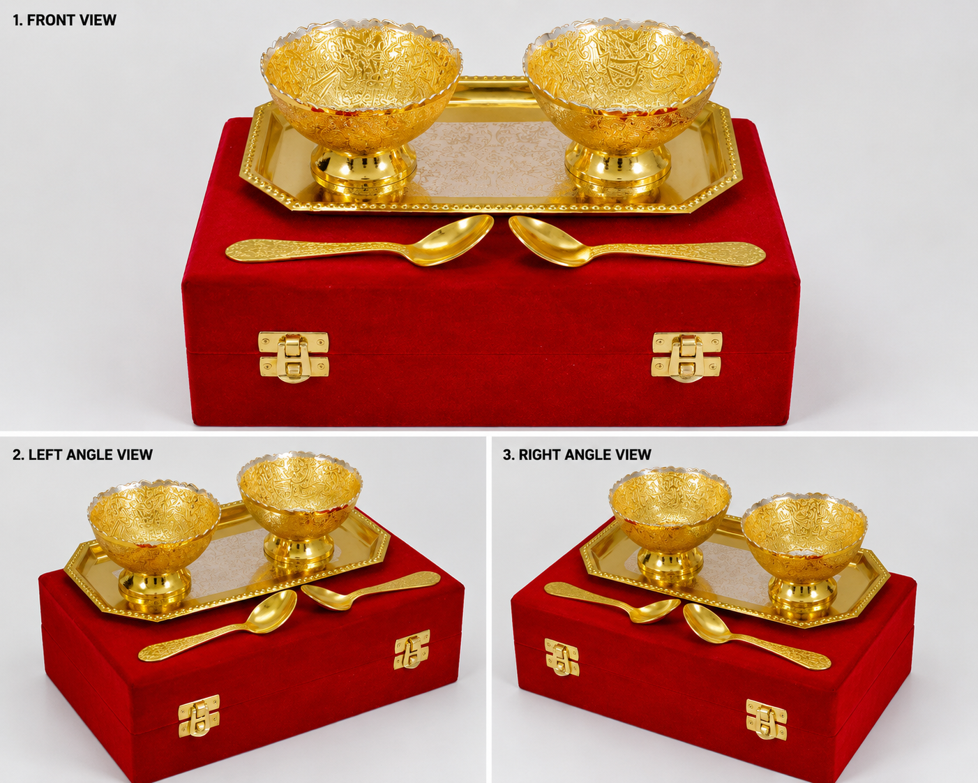 Brass Finish Designer Bowl Set of 2