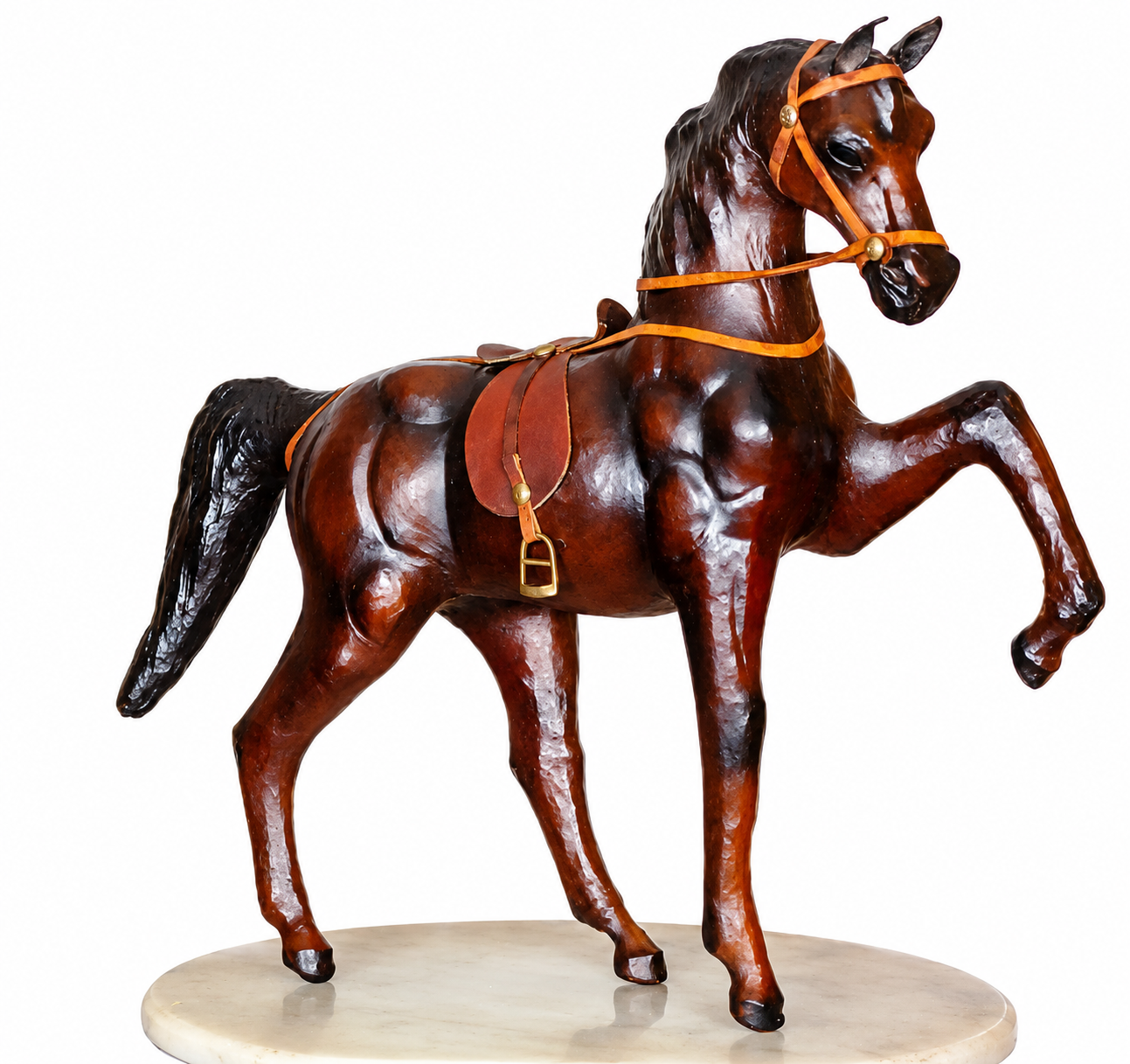 Leather Handicraft Trotting Horse - 24 Inch