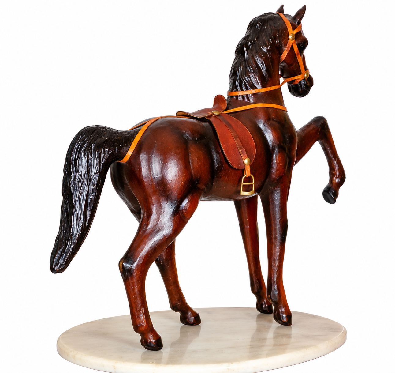 Leather Handicraft Trotting Horse - 24 Inch