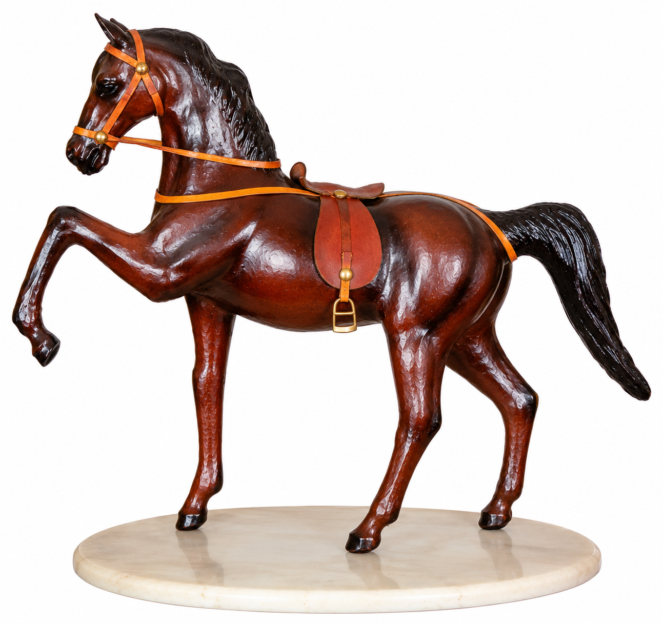 Leather Handicraft Trotting Horse - 24 Inch