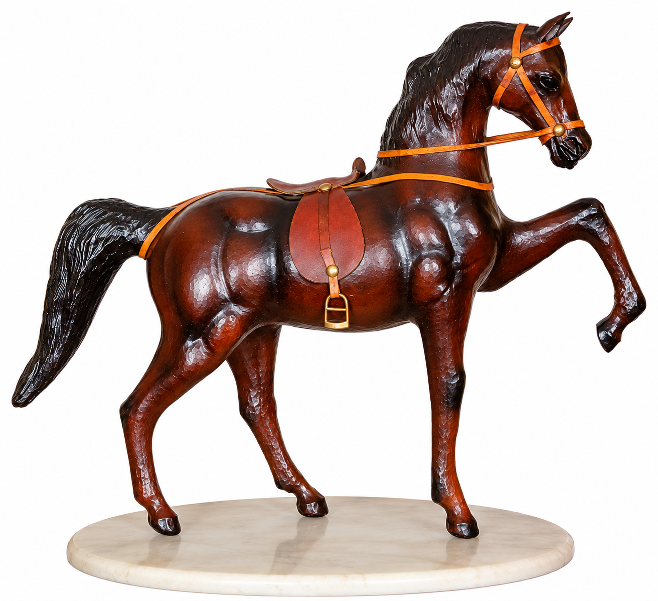 Leather Handicraft Trotting Horse - 24 Inch